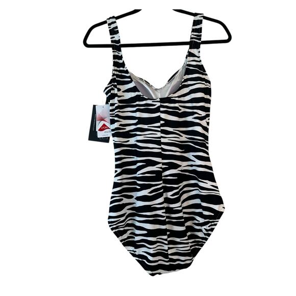 Maxine of Hollywood Safari Zebra Side Shirred One Piece Swimsuit sz 14 NWT $79 - Picture 5 of 11